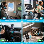 2025 Pro Bluetooth 5.4 Transmitter Receiver, 2-in-1 Wireless Audio Adapter for Airplane/TV/PC/Gym - Dual Link Headphone, Low Latency, Battery Display, Built-in Mic, 30H Playtime, Aviation Metal Frame