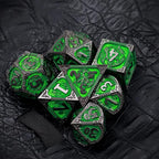 Haxtec Metal Dice Set Green Black Dragon Pattern Metal DND Dice with Leather Dice Bag Polyhedral D&D Dice Compatible with Dungeons and Dragons TTRPG Gifts
