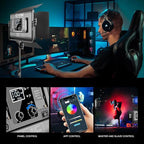 GVM Upgraded 60W RGB LED Video Light with Stand Kit, 880 Photography Lighting with Bluetooth Control, Studio Light with 18 Lighting Scenes, led Panel Lights for Video Recording, 8700lux/0.5m