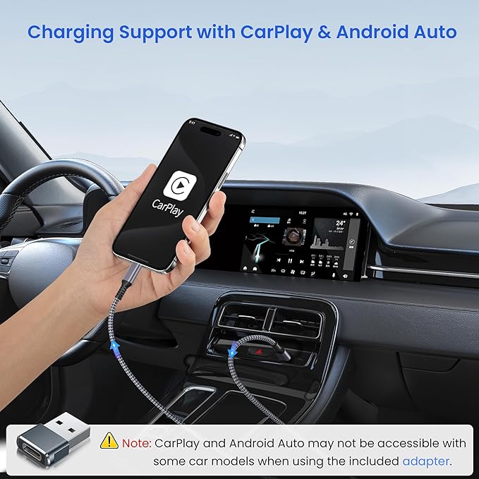 Elebase USB Type C to C 100W Cable 10FT with USB Adapter,Fast Charging PD Charger Cord for iPhone 16 15 Pro Max Plus,Samsung Galaxy S23 S25 S24,Car Play,MacBook Mac,iPad 10,Z Flip Fold 5,Ultra,A53 A54