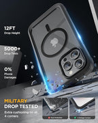 Miracase Magnetic for iPhone 12 Pro Max Case [Compatible with MagSafe] Full-Body Phone case with Built-in Glass Screen Protector& Camera Protector, Military Drop Proof 12 Pro Max Cover, Black