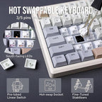 EPOMAKER Galaxy100 QMK/VIA Wireless Gaming Keyboard, Aluminum Shell, Bluetooth/2.4Ghz/USB-C, Pre-Lubed Hot-Swappable Linear Switches, NKRO, RGB Backlit (Creamy White, Marble White Switch)