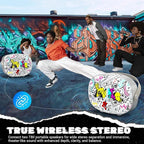 W-KING Portable Loud Speakers Bluetooth Wireless, T8II 96W Peak Powerful Outdoor Party Large Bluetooth Speaker Boombox with 2 Subwoofers, Heavy Bass, Fast Charging, BT5.4, USB Playback, AUX, Lights