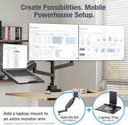 AVLT Dual 57 Inch Heavy Duty Stacking Monitor Arm Pole Top Mount With USB-C USB-A Ports-Black, Height Adjustable, Easy Install Top C-Clamp/Grommet With Reinforcement Plates, VESA Compatible 200/100/75