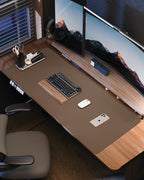 Leather Desk Pad Protector- 48" x 17" Office Desk Mat, Non-Slip PU Leather Mouse Pad, Waterproof Desk Blotter Mat, Desk Cover for Office and Home (Dark Khaki)