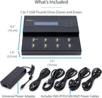 StarTech.com Standalone 1 to 7 USB Flash Drive Duplicator/Cloner / Eraser, Multiple USB Thumb Drive Copier / Sanitizer, System File / Sector-by-Sector Copy, 1.5 GB/min, 3-Pass Erase, LCD, TAA