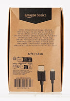 Amazon Basics USB-A to Micro USB Charging Cable, 480Mbps Transfer Speed with Gold-Plated Plugs, USB 2.0, 6 Foot, Black