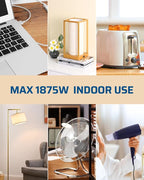 DEWENWILS Heavy Duty 1 Ft Extension Cord with 3-Prong Flat Plug, 15A/1875W 14/3 SPT-3 Flat Wire, Space-Saving for Home Office Appliances & Electronics, ETL Certified, 3-Pack (White)