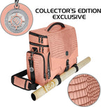 ENHANCE Collector's Edition RPG Adventurer's DnD Bag - Dragon Hide Exterior Travel RPG Bag with Tabletop Miniatures Storage Vault, Mat Holder, DnD Dice & Token Pockets, Fits 4-8 Books (Dragon Pink)