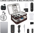 CILLA Electronic Organizer Travel Case, Travel Cord Organizer Case Portable Waterproof Cable Organizer Bag for Charger, Cord, USB, Power Bank, Earphone, 9817, Coffee