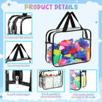 8 Packs Large Toy Storage Bags with Labels&Manual Pocket, Reusable Clear PVC Board Game Storage Bags, Travel Waterproof Organizer Bags with Zipper for Building Blocks, Puzzle, Cosmetic