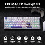EPOMAKER Galaxy100 QMK/VIA Wireless Mechanical Keyboard with 8000mAh Battery and Numpad, CNC Aluminum, Full Size Gaming Keyboard, USB-C/BT5.0/2.4Ghz (White Purple, Wisteria Linear Switch)