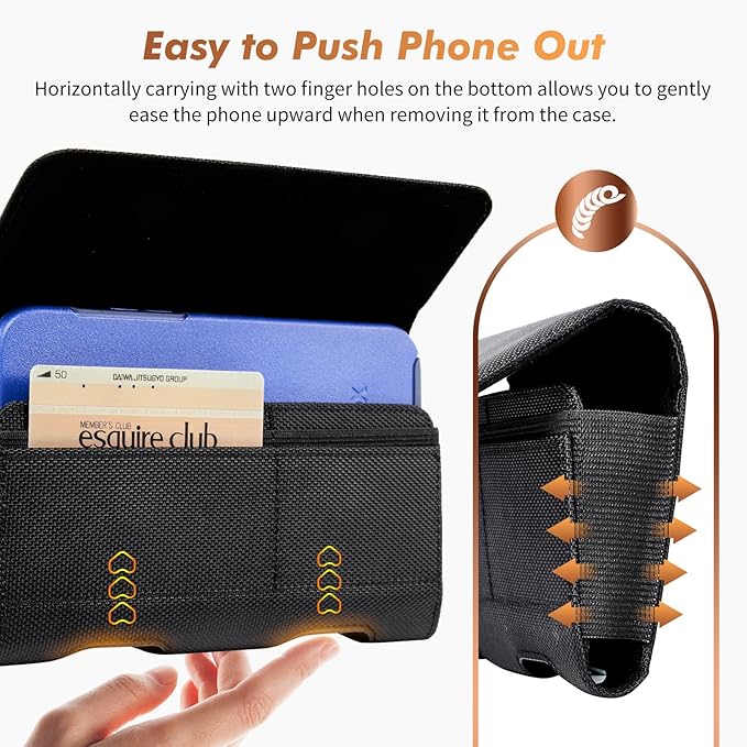 BECPLT Nylon Belt Holster Case Cell Phone Pouch Belt Holder Phone Holster Cover with Clip - Compatible with iPhone 13 Mini, 12 Mini, SE 2020, 8, 7, 6, 6S, Galaxy S10e, S7, J5 (Black)