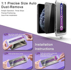 2 Pack Privacy Screen Protector for iPhone X/iPhone XS/iPhone 11 Pro, 9H Tempered Glass, Full Coverage, Anti-Fingerprint, Auto Dust-Elimination, No Bubble, Easy Installation