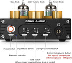 Douk Audio P1 Vacuum Tube Bluetooth Preamplifier, GE5654 Audio Preamp, Hi-Fi Headphone Amp, Stereo Wireless Receiver with USB DAC & APTX-HD for Home Theater Amplifier/Active Speaker