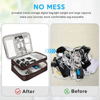 CILLA Electronic Organizer Travel Case, Travel Cord Organizer Case Portable Waterproof Cable Organizer Bag for Charger, Cord, USB, Power Bank, Earphone, 9817, Coffee
