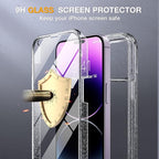 Miracase Glass Series Designed for iPhone 14 Pro Max Case 6.7 Inch, Upgrade Full-Body Bumper Case with Built-in 9H Tempered Glass Screen Protector, with Camera Lens Protector, Glitter Clear