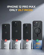 Miracase Magnetic for iPhone 12 Pro Max Case [Compatible with MagSafe] Full-Body Phone case with Built-in Glass Screen Protector& Camera Protector, Military Drop Proof 12 Pro Max Cover, Black