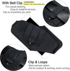 TobbinGear Leather Cell Phone Holster with Belt Clip, Universal Phone Holster for Men Belt Holder, Leather Case for iPhone, Samsung Galaxy Phones, Right Hand, Medium, Black