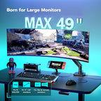 ARES WING Ultrawide Monitor Arm with USB A/C, for 17 to 49 inch Heavy Duty Screen, Holds 44 lbs, Adjustable Gas Spring Arm Desk Mount with Clamp and Grommet Base, Black