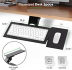 KT1 Ergonomic Keyboard Tray Under Desk - Under Desk Keyboard Tray Slide Out with Adjustable Height and Tilt - Easy to Slide and Swivel 360 Degree - Keyboard Drawer with Adjustable Mouse Pad