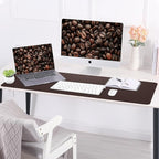 Leather Desk pad Protector, Large Desk mat with Natural Cork & PU Leather,Mouse pad,Non-Slip Office Desk Mat,Waterproof Desk Writing Pad for Office and Home (47in*17in,Coffee)