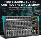 Depusheng MX16 16 Channel Sound Mixer Audio Mixing Console 48V 256DSP Professional USB PC Play Record Podcast Live Broadcast (US MX16)
