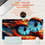 Large Gaming Mouse Pad for Desk, Dragon Blue Eyes Desk Mat, Dragon Eyes Desk Pad, 31.5"x15.7" Extended Big Computer Keyboard Mouse Pad with Non-Slip Base and Stitched Edge
