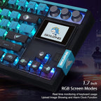 MOLGRIA SKYLOONG GK87 Jellyfish Pudding Keycaps RGB Backlit Gaming Keyboard, Hot Swappable Red Machinery Gateron Switches, Triple-Mold Connection with Knobs and LCD Display Mechanical Keyboard