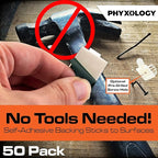 Pro-Grade, Adhesive-Backed Cable Straps 50 Pack. High-Strength, White Clamps for Electrical Wire Management and Organization. Tool-Free Installation for Home Or Office. Screw-Mount for Permanent Hold