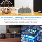 Douk Audio T6 2 Channel 80 watts x2 Bluetooth Tube Amplifier Hi-Fi Stereo Power Amp Audio Wireless Receiver with Headphone/Line Output & Treble Bass Tone Control