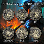 7 in 1 D6 Spinner DND Dice Set D&D, Metal Cube D and D Dice with Gift Box, Dungeons Dragons Role Playing Dice, Bronze