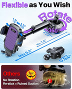 HTU 2025 Best Car Phone Holder 【Ultimate 5-in-1 & Upgraded 100+LBS Strongest Suction】【True Military-Grade & Safety Cert】 360° Windshield Dashboard Vent Mount Stand for iPhone Android & Truck, Purple