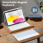 MoKo Touch Keyboard Case for iPad (A16) 11th Generation 11 inch 2025, iPad 10th Generation 10.9 inch Case with Pencil Holder, 7 Colors Backlit Multi-TrackPad Detachable Bluetooth Keyboard, Flowers