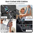 Coiled USB C to USB C Cable 2Pack 3FT Braided Retractable Fast Charging Cable for Car, Compatible with iPhone 16/15 Pro Max/Galaxy S24/S23/S22, Supports Car Play & Android Auto-Grey