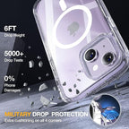 Miracase Magnetic for iPhone 14 Case 6.1", [Built-in Tempered Glass Screen Protector + Lens Protector] [Compatible with MagSafe] Full-Body Protective Bumper 14 Phone Cover, Clear Glitter