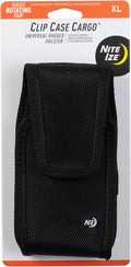 Nite Ize Clip Case Cargo Universal Rugged Holster - Cell Phone & Card Holster Pouch - Durable Phone Holder Clip for Belt - Utility Belt Pouch with Rotating Flex-Clip - XL, Vertical