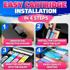 Reluen 5-Pcs 822XL Printer Ink Cartridges – High Capacity 2 Black & 3 Standard Color Combo Pack – Easy to Install and Compatible with WF-3820, WF-3823, WF-4820, WF-4830, WF-4833, WF-4834 Printers
