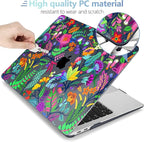 MEEgoodo for MacBook Air 13 inch Case 2021 2020 2019 2018 Released A2337 M1 A2179 A1932 with Touch ID, Plastic Shell & Keyboard Cover Compatible with MacBook Air 13.3, Bright Flowers & Tropic Leaves
