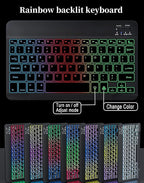 Rainbow Backlit Keyboard Case for iPad Pro 13 inch (M4) 2024 with Mouse and 7 Colors RGB Colorful Backlight Magnetic Detachable Bluetooth Keyboard Cover,Dark Green+Black