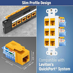 Everest 45° Angled RJ45 Cat5e Keystone Jacks 50-Pack in Yellow - Slim Profile Female RJ45 Connectors - Cat 5e Keystone Jack - Compatible with 45° Angled Speed Termination Tool - 45Term (B0BL3GS7ZY)