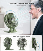 JZCreater USB Desk Fan, Mini Fan Portable, 3 Speeds Desktop Table Cooling Fans, Plug in Power Fans, Rotation Strong Wind, Quiet Personal Small Fan for Home Desktop Office Travel Bedroom, Army Green