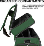 ENHANCE Collector's Edition RPG Adventurer's DnD Bag - Dragon Hide Exterior Travel RPG Bag with Tabletop Miniatures Storage Vault, Mat Holder, DnD Dice & Token Pockets, Fits 4-8 Books (Dragon Green)