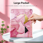 DTTO for iPad 9th/8th/7th Generation 10.2" Case 2021/2020/2019 with Keyboard, 7 Colors Backlit Wireless Detachable Keyboard Premium Leather Folio Cover with Pencil Holder & Pocket, Watermelon Marble