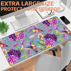 Mouse Pad Large Humming Bird and Flowers Non-Slip Gaming Desk Mat with Stitched Edge Laptop Keyboard Desk Pad for Work Home Gaming (35.4 x 15.7 Inches)