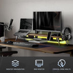 Fenge Dual Monitor Stand, Monitor Riser for 2 Monitors with Adjustable Laptop Riser , 42.5 Inch Desk Shelf for Top of Desk with Phone Holder& Headphone Stand