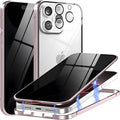 Privacy Magnetic Case for iPhone 16 Pro with Metal Titanium Frame Privacy Screen Protector & Camera Lens Protector, Magnetic Adsorption Double Sided Glass Case Anti Peep Anti Spy Phone Cover