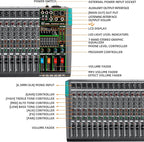 Depusheng MX16 16 Channel Sound Mixer Audio Mixing Console 48V 256DSP Professional USB PC Play Record Podcast Live Broadcast (US MX16)