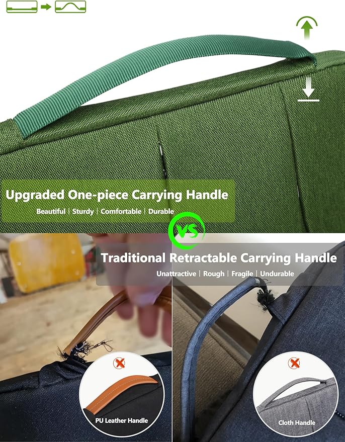 HYZUO 17-17.3 Inch Laptop Sleeve Bag Briefcase for 17" 17.3" HP/Dell/ASUS/Acer/LG/MSI Gaming Laptop/Razer Blade 17/18, Men Women NoteBook Protective Case Bag, Grass Green