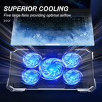 Upgrade Laptop Cooling Pad,Gaming Laptop Cooler with 5 Quiet Fans,2 USB Ports,5 Adjustable Stand Height,Blue LED Lights,for 15.6 Inch Laptops